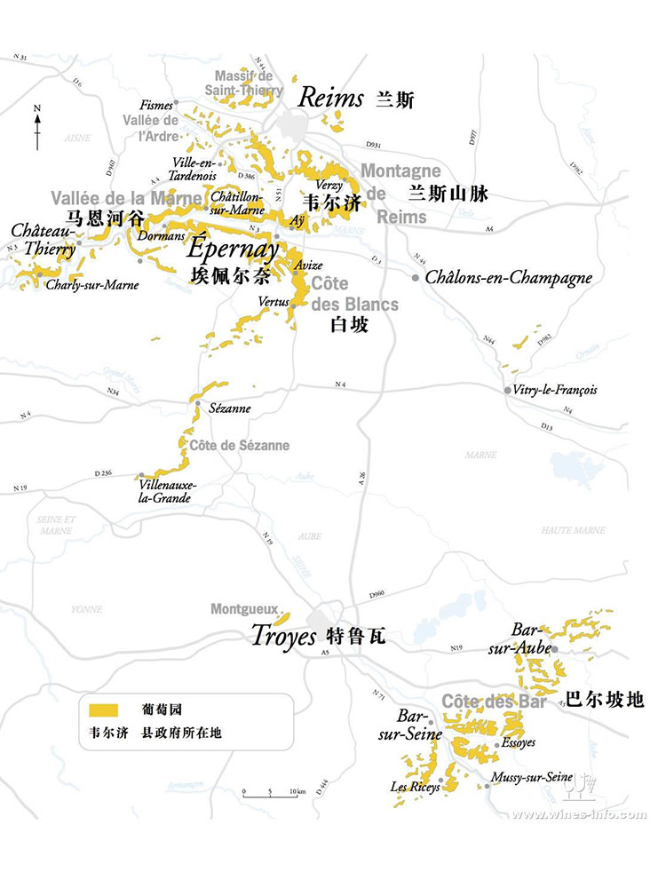 法国葡萄酒产区香槟产区（Champagne）